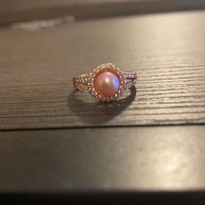 Gold plated ring with Pink Pearl